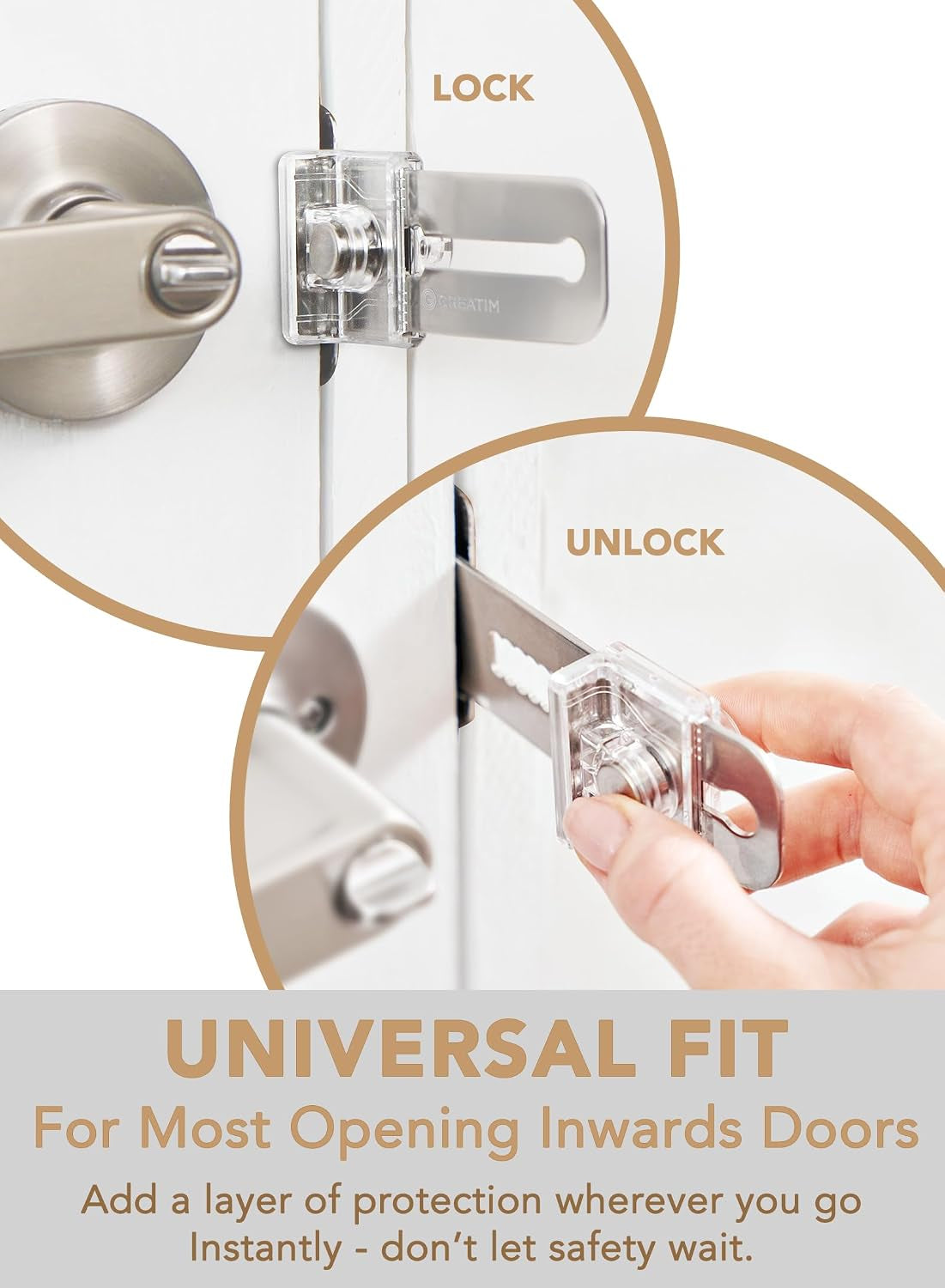 Greatim Portable Door Lock for Travel Hotel Safety, Stainless Steel Security Lock