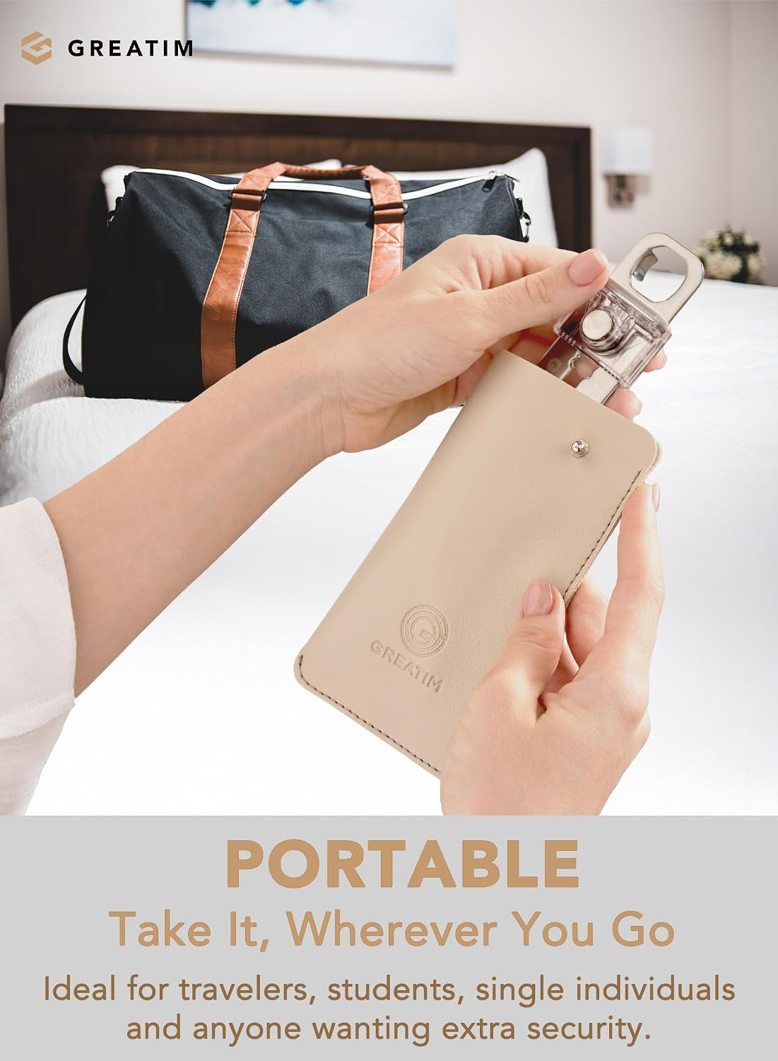 Greatim Portable Door Lock for Travel Hotel Safety, Stainless Steel Security Lock