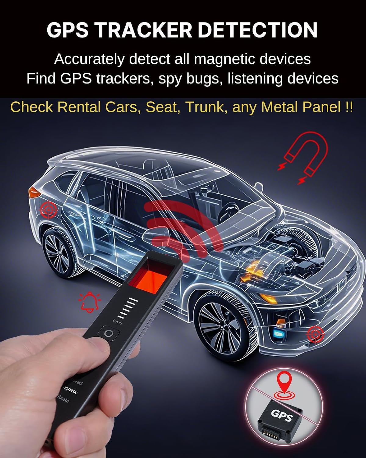 Upgraded Hidden Camera Detector, Wireless RF and Infrared Scanner - Ai-Powered Anti-Spy Device