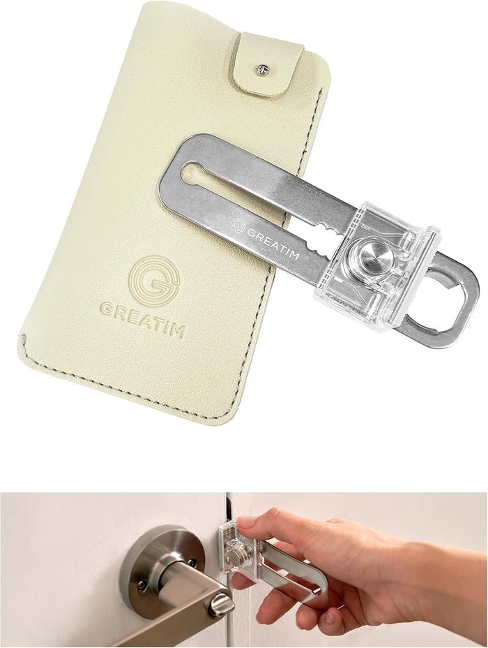 Greatim Portable Door Lock for Travel Hotel Safety, Stainless Steel Security Lock